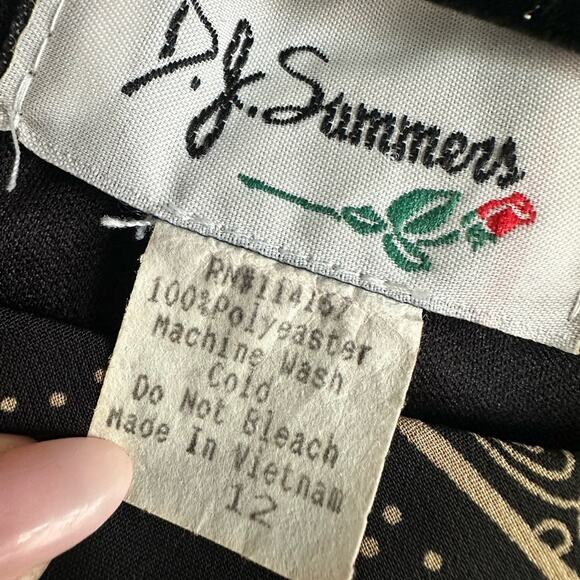 VTG 90s Abstract Swirl 2 Piece Set Size 12 Sheer Button Blouse Midi Slip Dress - Picture 6 of 6